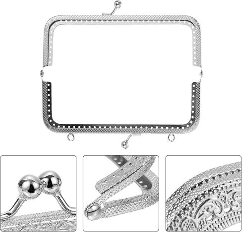 uxcell Metal Purse Frames - 5.91" 6Pcs Kiss Lock Clasp Frame Rectangle Embossed Clutch Frame Handles for Coin Purse Sewing Bag Making DIY Craft, Light Golden in Saudi Arabia