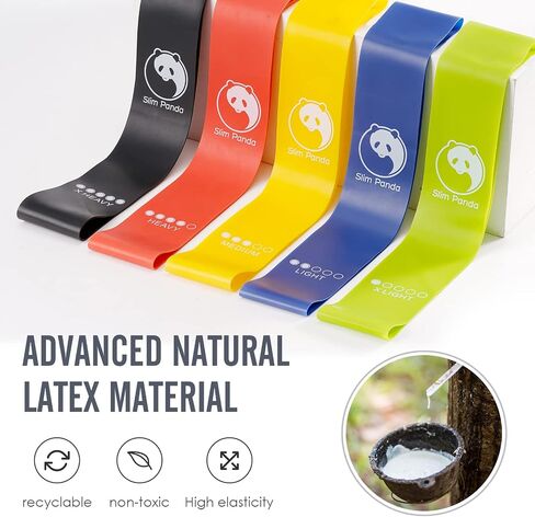 Slim Panda Resistance Bands, Elastic Exercise Loop Bands for Home Fitness, Workouts, Strength Training, Gym, Natural Latex Fitness Workout Bands with 5 Resistance Levels for Yoga, Stretching, Pilates in Saudi Arabia