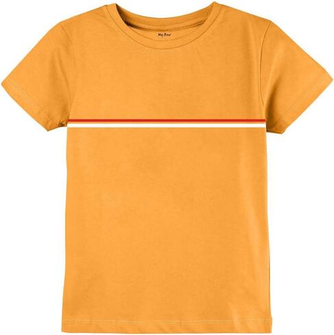 Boys Crew Round Rib Neck T-Shirts,Sizes (4-14 Years), Short Sleeve, 100% Cotton - Yellow, Blue, Beige in Saudi Arabia