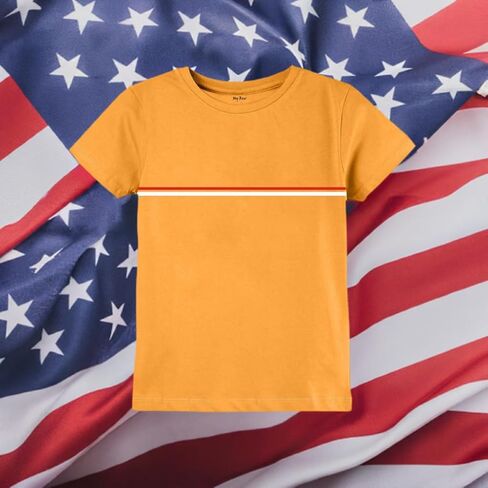 Boys Crew Round Rib Neck T-Shirts,Sizes (4-14 Years), Short Sleeve, 100% Cotton - Yellow, Blue, Beige in Saudi Arabia