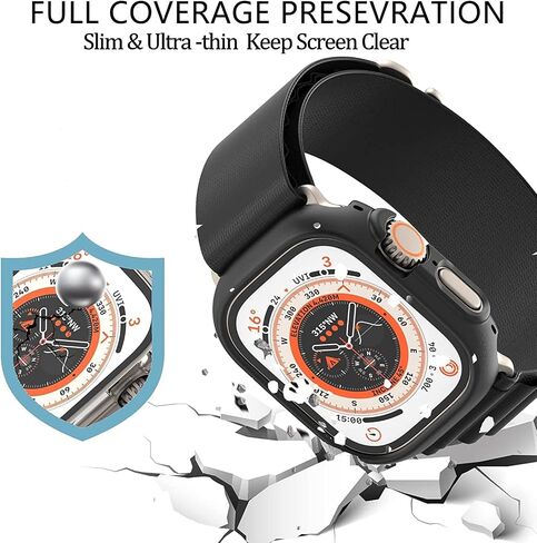 [5+5] Pack Waterproof Case and Screen Protector for Apple Watch Ultra 2/Ultra 49mm, HASDON 5 Pack Matte Hard PC Shockproof Bumper Cover + 5 Pack Tempered Glass Screen Protector Film for iWatch 49mm in Saudi Arabia