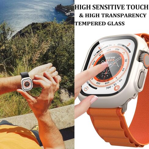 [5+5] Pack Waterproof Case and Screen Protector for Apple Watch Ultra 2/Ultra 49mm, HASDON 5 Pack Matte Hard PC Shockproof Bumper Cover + 5 Pack Tempered Glass Screen Protector Film for iWatch 49mm in Saudi Arabia