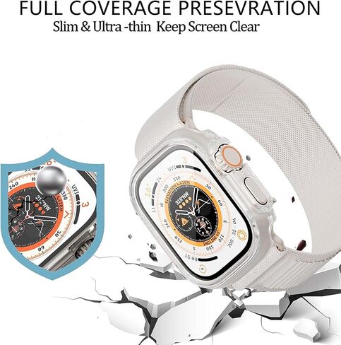 [5+5] Pack Waterproof Case and Screen Protector for Apple Watch Ultra 2/Ultra 49mm, HASDON 5 Pack Matte Hard PC Shockproof Bumper Cover + 5 Pack Tempered Glass Screen Protector Film for iWatch 49mm in Saudi Arabia