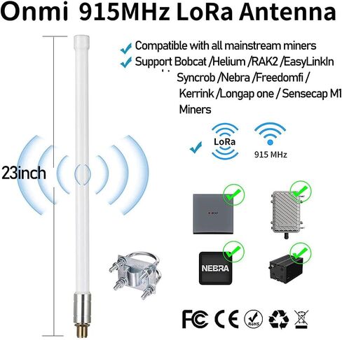 Lora Antenna for Meshtastic/Lora/Helium Gateway, 915mhz/ 10dbi/ 35.4inch/ 16.5ft RP-SMA Cable/SMA Adapter in Kuwait