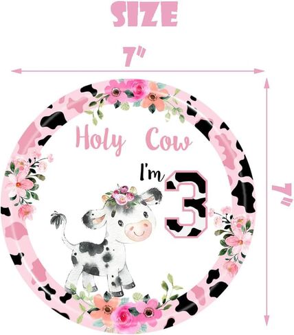 80pcs Holy Cow I'm 1/2 Girls Birthday Decorations Moo Moo I'm Half Way To First Paper Plates Napkins Forks Dinnerware for Farm Animals Cow Themed Girls 6 Months Baby Shower Bday Party Supplies in Kuwait