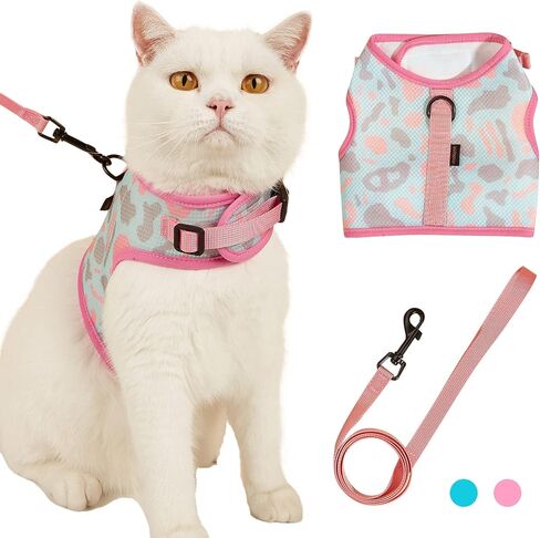 Cat Harness and Leash Set for Walking Escape Proof,Cat and Small Dog Harness Soft Mesh Harness Adjustable Cat Vest Harness for Pet Kitten Puppy in Saudi Arabia