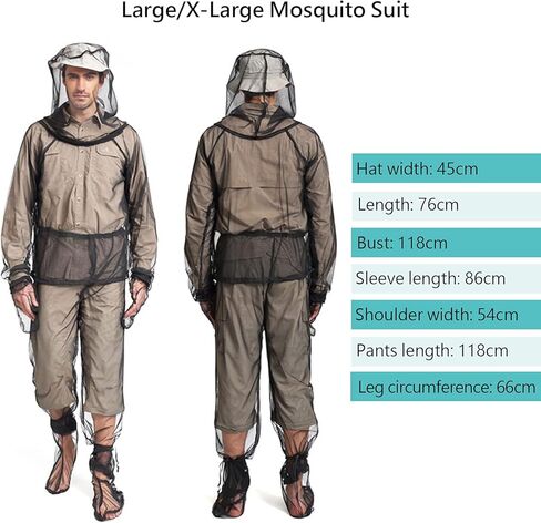 Mosquito Net Suit Include Bug Jacket Hood, Face Covering, Pants Net, Leg Gaiter, Gloves and Storage Sack Mosquito Net Protecting Whole Body Repellent Clothing for Outdoor Camping Fly Fishing in Saudi Arabia