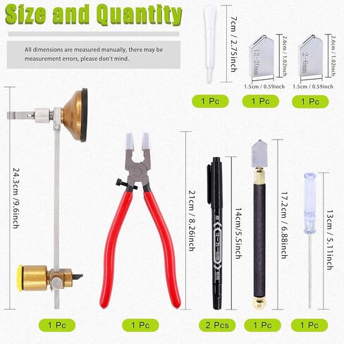 Keadic Glass Cutting Tool Set Contains Glass Running Pliers, 2mm-20mm Oil Feed Carbide Tip with 3 Bonus Blades, Calibrated Portable Circular Glass Cutter for Mirrors Windows Mosaic Stained Glass in Saudi Arabia