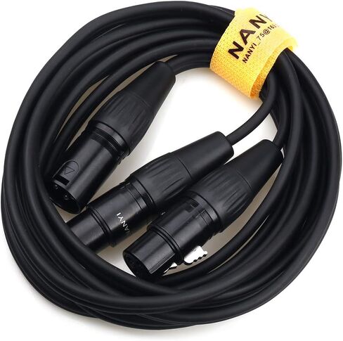 NANYI XLR كابل الميكروفون الفاصل XLR إلى XLR كابلات التصحيح 3-Pin XLR ذكر إلى ثنائي XLR أنثى Y كابل محول ميكروفون كابل DMX كابل التصحيح الحبال -10FT in Kuwait