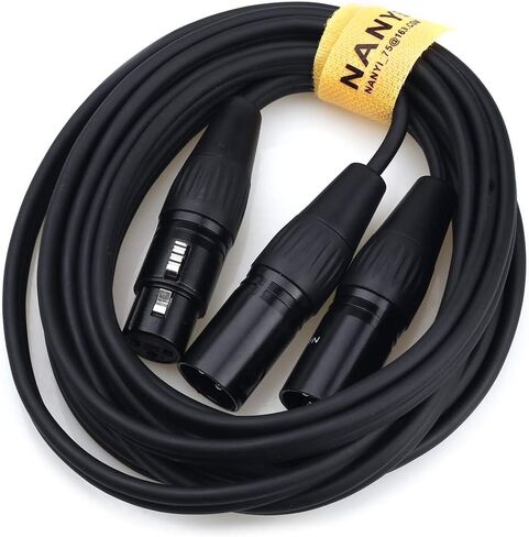 NANYI XLR كابل الميكروفون الفاصل XLR إلى XLR كابلات التصحيح 3-Pin XLR ذكر إلى ثنائي XLR أنثى Y كابل محول ميكروفون كابل DMX كابل التصحيح الحبال -10FT in Kuwait