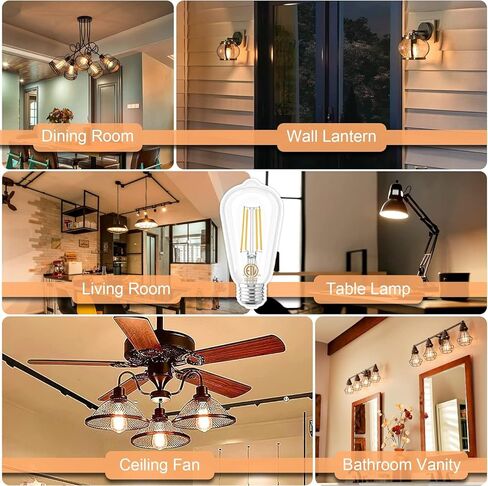 GOLSPARK E26 LED Bulb 60 Watt Equivalent, LED Edison Bulbs 5000K Daylight, Edison Bulbs 60 Watt LED for Living Room Dining Bathroom Vanity, 800LM, 6W 120V CRI85, E26 Base, Non-dimmable, 10 Pack in Kuwait