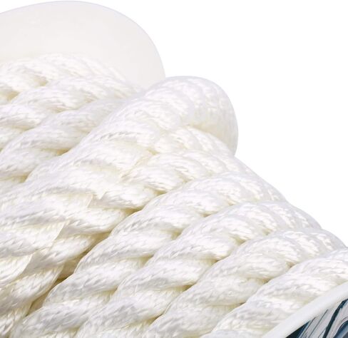 Amarine Made 5/8 inch 50 feet 3 Strand Twisted Nylon Rope Dockline Multipurpose Utility Line - Alkali and Weather Resistant - Crafts, Towing, Dock Line (White) in Saudi Arabia