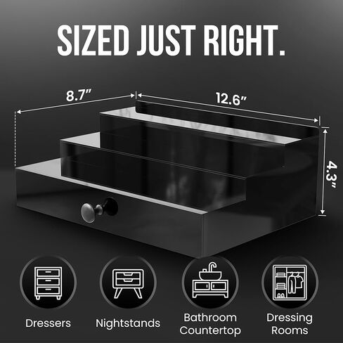 Acrylic Cologne Organizer for Men - 3Tier Cologne Display Shelf with Drawer, Nonslip Feet & 2 Travel Cologne Bottles - Perfume Stand Organizer for Bedroom, Cologne Holder for Jewelry Key & More in Saudi Arabia