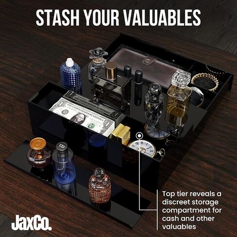 Acrylic Cologne Organizer for Men - 3Tier Cologne Display Shelf with Drawer, Nonslip Feet & 2 Travel Cologne Bottles - Perfume Stand Organizer for Bedroom, Cologne Holder for Jewelry Key & More in Saudi Arabia
