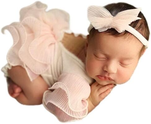 Baby Girl Photography Props Infant Cute Newborn Vest Lace Romper Bodysuit Pictures Monthly Photo Shoot Outfits in Saudi Arabia
