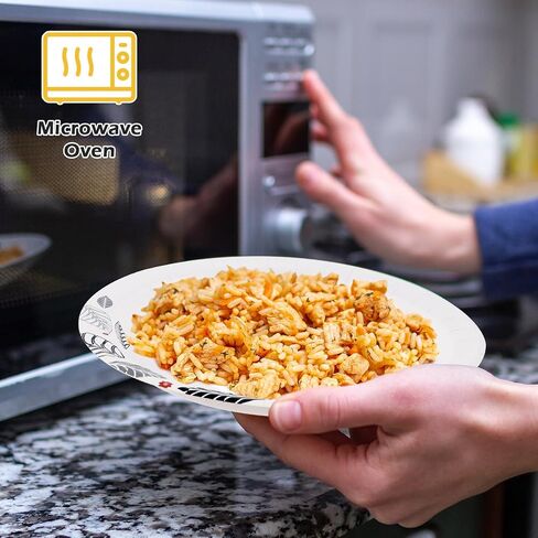 JOLLY CHEF 140 Count Paper Plates 10 inch Soak Proof, Cut Proof, Heavy Duty Leaf Printed Disposable Paper Plates for Everyday Use in Saudi Arabia