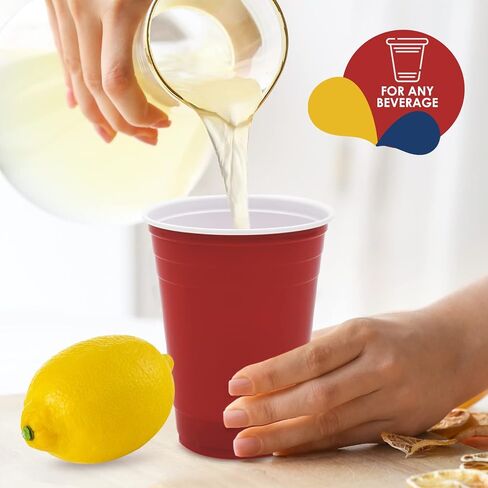 PAMI Blue Plastic Party Cups [Pack of 30]- 16oz Disposable Drinking Glasses- Colored Plastic Glasses For Iced Tea, Smoothies, Punch, Beer, Cocktails & Cold Drinks- Beerpong Cups in Saudi Arabia