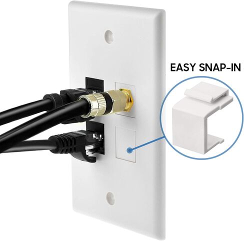 Cmple – Blank Insert Snap-in F Type Coax Connector for Keystone Wallplate - 10 Pack, Ivory in Saudi Arabia