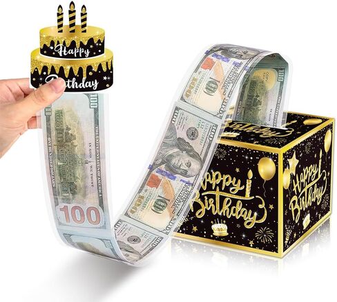 صندوق نقود لعيد ميلاد سعيد لسحب الهدايا النقدية، بطاقة عيد ميلاد سعيد، صناديق هدايا للنقود، 30 قطعة من أكياس بلاستيكية شفافة ذاتية الغلق للنقود وبكرة شريط (شفاف) in Kuwait