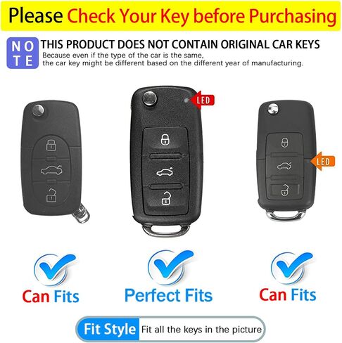 غطاء غطاء مفتاح VW Key Fob فائق النعومة من مادة TPU مع غطاء مفتاح سلسلة مفاتيح حماية 360 درجة متوافق مع VW Volkswagen Jetta Golf Polo MK6 Passat Tiguan Beetle 3 أزرار، أزرق in Kuwait