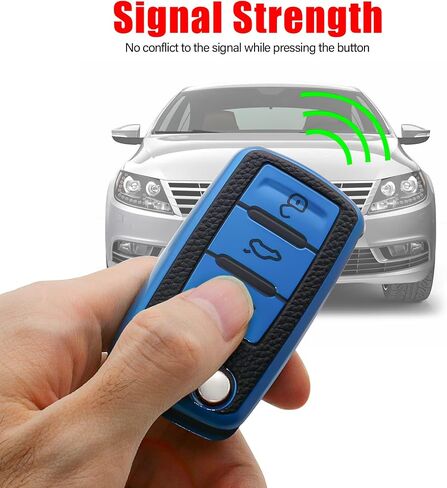 غطاء غطاء مفتاح VW Key Fob فائق النعومة من مادة TPU مع غطاء مفتاح سلسلة مفاتيح حماية 360 درجة متوافق مع VW Volkswagen Jetta Golf Polo MK6 Passat Tiguan Beetle 3 أزرار، أزرق in Kuwait