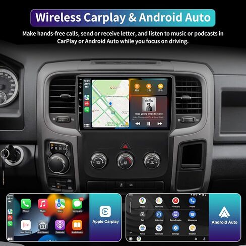 راديو 4GB + 32GB أندرويد 13 AR لسيارة دودج رام 2013-2018 1500 2500 3500 مع كاربلاي لاسلكي Andriod Auto شاشة لمس عالية الدقة 9 بوصة in Kuwait