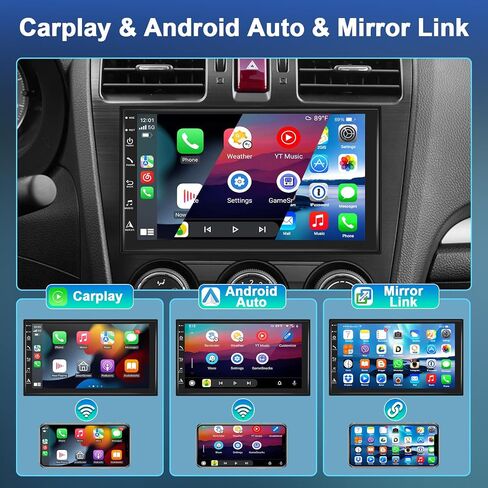 [8 Core 4+64G] راديو ستيريو سيارة مزدوج Din لاسلكي CarPlay 7 بوصات تعمل باللمس مستقبلات صوت السيارة مع نظام Android التلقائي للتحكم الصوتي GPS والملاحة FM/AM/RDS وكاميرا احتياطية راديو بلوتوث 5.0 ميكروفون in Saudi Arabia