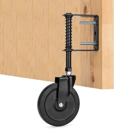 5" Heavy Duty Spring Loaded Gate Caster, Drag Gate Wheels with 360° Swivel for Wooden Gate Fence, Metal Tube Gate, Anti Sag Gate Kit, 330 Lbs Capacity, 1 Pac, Black in Kuwait