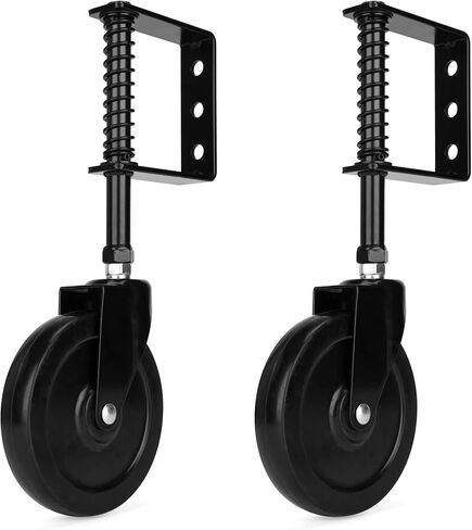 5" Heavy Duty Spring Loaded Gate Caster, Drag Gate Wheels with 360° Swivel for Wooden Gate Fence, Metal Tube Gate, Anti Sag Gate Kit, 330 Lbs Capacity, 1 Pac, Black in Kuwait