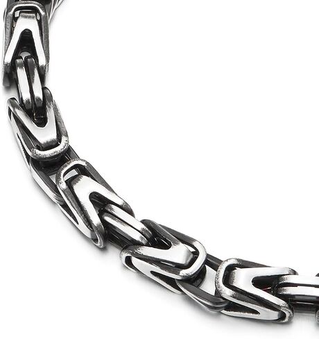 سلسلة بيزنطية سوداء فضية من COOLSTEELANDBEYOND، بلمسة نهائية من الساتان، سوار مربع مضفر للرجال، من الفولاذ المقاوم للصدأ in Saudi Arabia