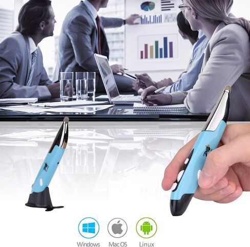 2020 Upgrade Wireless Optical Pocket Pen Mouse with Stylus Function, Promi 2.4G USB Digital Optical Pen Mouse, Adjustable 800/1200/1600 DPI Ergonomic Mice for PC Laptop Notebook Computer Mac (Blue) in Saudi Arabia
