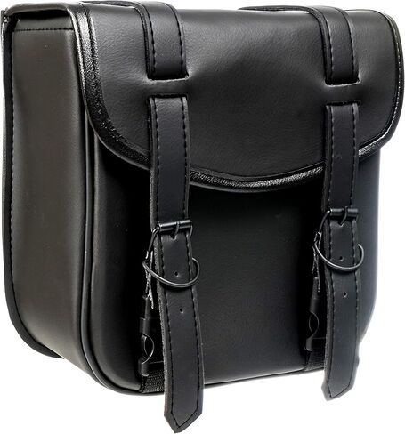 Motorcycle Sissy Bar Black Synthetic Leather Bag 3 Point Heavy Duty Mounts with Quick Release Front Buckles, Universal Fit for Sissy Bars or Forks (Stud) in Kuwait