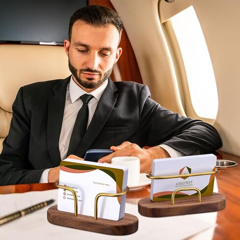 3 قطع حامل بطاقة عمل خشبية للمكتب، حامل بطاقة ذهبية، حامل معدني لبطاقة الاسم، منظم سطح المكتب، حامل خشبي لبطاقة العمل، حامل بطاقة بريدية لمكتب المنزل، سطح المكتب، لون الجوز in Saudi Arabia