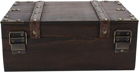 صندوق تخزين خشبي، صندوق مزخرف عتيق ذو سعة كبيرة، منظم تخزين المجوهرات مع قفل للمنزل والمكتب وتزيين الغرفة (GK10 رمادي) in Kuwait