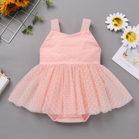 IBTOM CASTLE Newborn Baby Girls Romper Dress Backless Jumpsuit Bodysuit Birthday Cake Smash Princess Tulle Tutu Ruffle Dress in Saudi Arabia