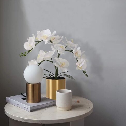 LESING Artificial Orchid Flower with Vase Realistic Orchids Faux Flower Fake Orchid Bonsai Plants in Pot Arrangement for Home Wedding Party Dining Table Centerpiece Decor (Blue Vase,P) in Saudi Arabia
