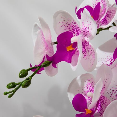 LESING Artificial Orchid Flower with Vase Realistic Orchids Faux Flower Fake Orchid Bonsai Plants in Pot Arrangement for Home Wedding Party Dining Table Centerpiece Decor (Blue Vase,P) in Kuwait