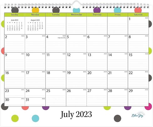 بلو سكاي 2023-2024 تقويم حائط شهري لمعلم العام الأكاديمي، 15 بوصة × 12 بوصة، سلكي، كتل مسطرة، نقاط (100340-A24) in Saudi Arabia