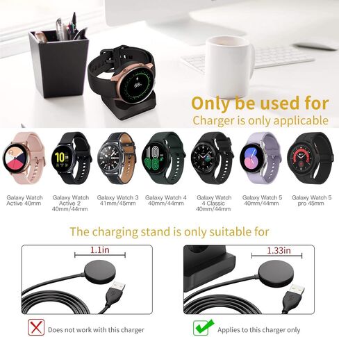 TUCANA Type-C Cable and Charger Stand Combo Compatible with Galaxy Watch6，Watch6 Classic, Watch5, Watch 5 pro, Watch4, Watch3 Active, Durable Non-Slip Stable Base，Magnetic Charging Station in Saudi Arabia