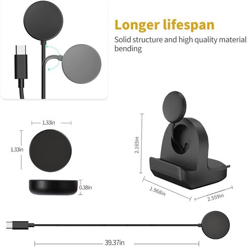 TUCANA Type-C Cable and Charger Stand Combo Compatible with Galaxy Watch6，Watch6 Classic, Watch5, Watch 5 pro, Watch4, Watch3 Active, Durable Non-Slip Stable Base，Magnetic Charging Station in Saudi Arabia