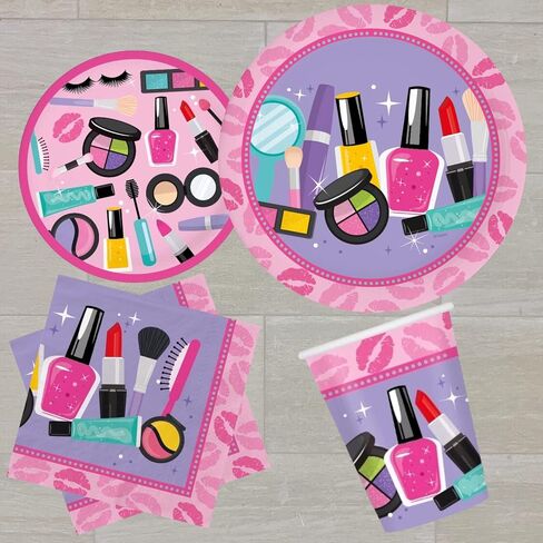Serves 18 Complete Spa Birthday Party Supplies Includes Plates Napkins Table Covers Banner Ideal for Spa Party Birthday Party in Saudi Arabia