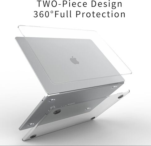حافظة لجهاز MacBook Air 13.6 بوصة تم إصدارها 2022-2024 (موديل A3113 M3 A2681 M2 Chip) حافظة كمبيوتر محمول صلبة من البلاستيك مع واقي لوحة المفاتيح وواقي شاشة، شفاف 01 in Kuwait