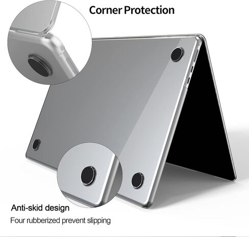 حافظة لجهاز MacBook Air 13.6 بوصة تم إصدارها 2022-2024 (موديل A3113 M3 A2681 M2 Chip) حافظة كمبيوتر محمول صلبة من البلاستيك مع واقي لوحة المفاتيح وواقي شاشة، شفاف 01 in Kuwait