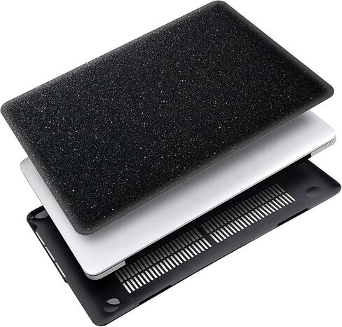 Glitter Black Hard Case Compatible with MacBook Pro 16 Inch Case 2021 Release Model A2485 M1 Pro/M1 Max Chip with Touch ID,AMCJJ Shiny Plastic Laptop Hard Shell Cover & Keyboard Cover Skin in Saudi Arabia