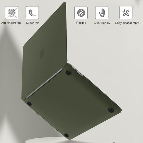 حافظة لجهاز MacBook Air 13 بوصة 2021 M1 A2337 A2179 2020، غطاء كمبيوتر محمول خفيف الوزن ونحيف للغاية لجهاز Mac 13.3 A1932 2018 2019 معرف اللمس مع واقي شاشة غطاء جلد لوحة المفاتيح، أخضر عسكري in Kuwait