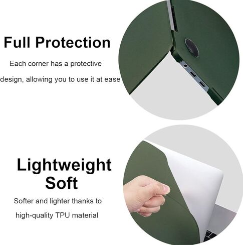 حافظة لجهاز MacBook Air 13 بوصة 2021 M1 A2337 A2179 2020، غطاء كمبيوتر محمول خفيف الوزن ونحيف للغاية لجهاز Mac 13.3 A1932 2018 2019 معرف اللمس مع واقي شاشة غطاء جلد لوحة المفاتيح، أخضر عسكري in Kuwait