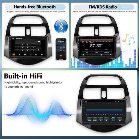 Android 13 Car Stereo for Chevrolet Chevy Spark 2011-2014 with Wireless Apple Carplay&Android Auto,9 Inch Touch Screen Car Radio with GPS WiFi Bluetooth FM/RDS Radio SWC AUX-in +Backup Camera[1+32G] in Saudi Arabia