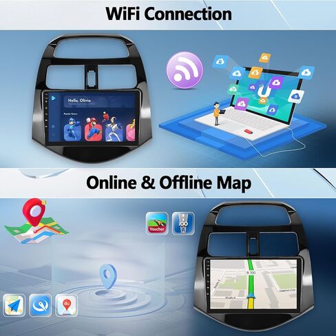 Android 13 Car Stereo for Chevrolet Chevy Spark 2011-2014 with Wireless Apple Carplay&Android Auto,9 Inch Touch Screen Car Radio with GPS WiFi Bluetooth FM/RDS Radio SWC AUX-in +Backup Camera[1+32G] in Saudi Arabia