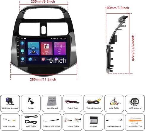 Android 13 Car Stereo for Chevrolet Chevy Spark 2011-2014 with Wireless Apple Carplay&Android Auto,9 Inch Touch Screen Car Radio with GPS WiFi Bluetooth FM/RDS Radio SWC AUX-in +Backup Camera[1+32G] in Saudi Arabia