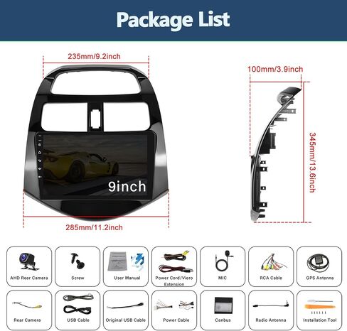 Android 13 Car Stereo for Chevrolet Chevy Spark 2011-2014 with Wireless Apple Carplay&Android Auto,9 Inch Touch Screen Car Radio with GPS WiFi Bluetooth FM/RDS Radio SWC AUX-in +Backup Camera[1+32G] in Saudi Arabia
